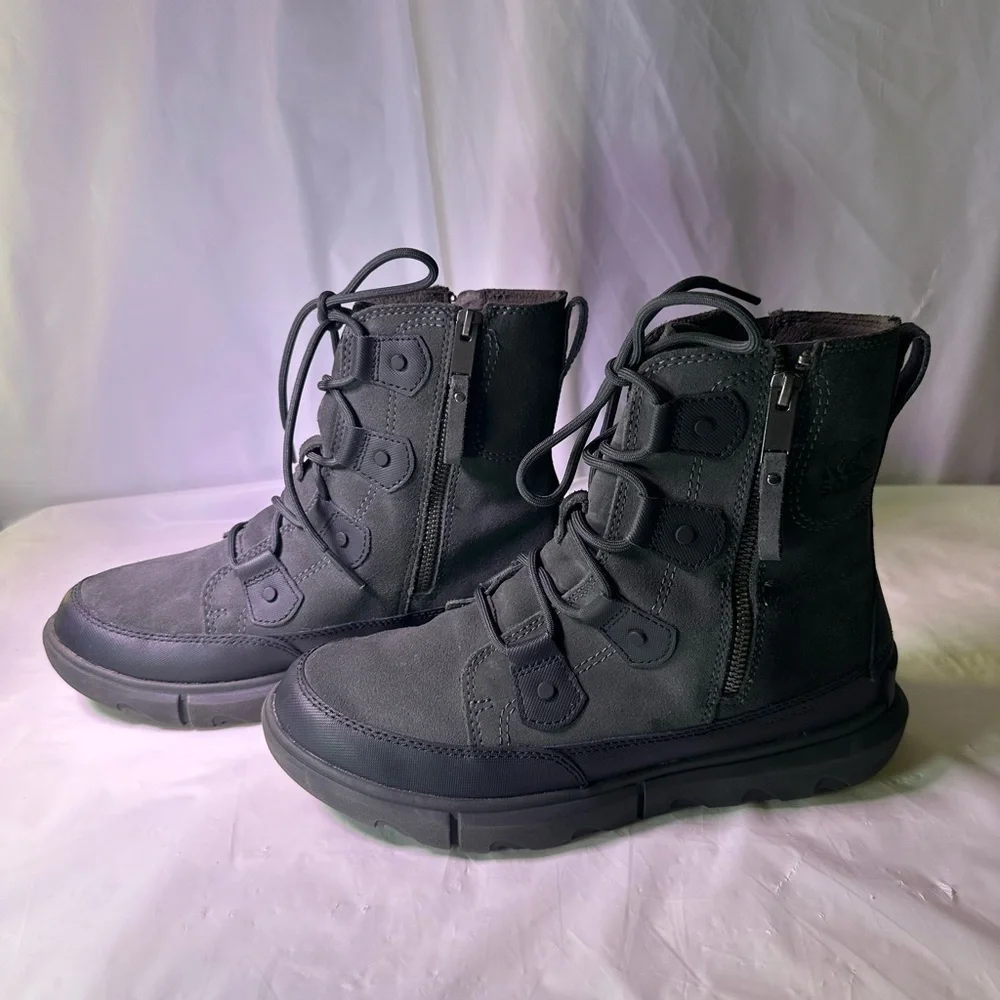 Sorel Dark Gray Suede Lace-Up Boots